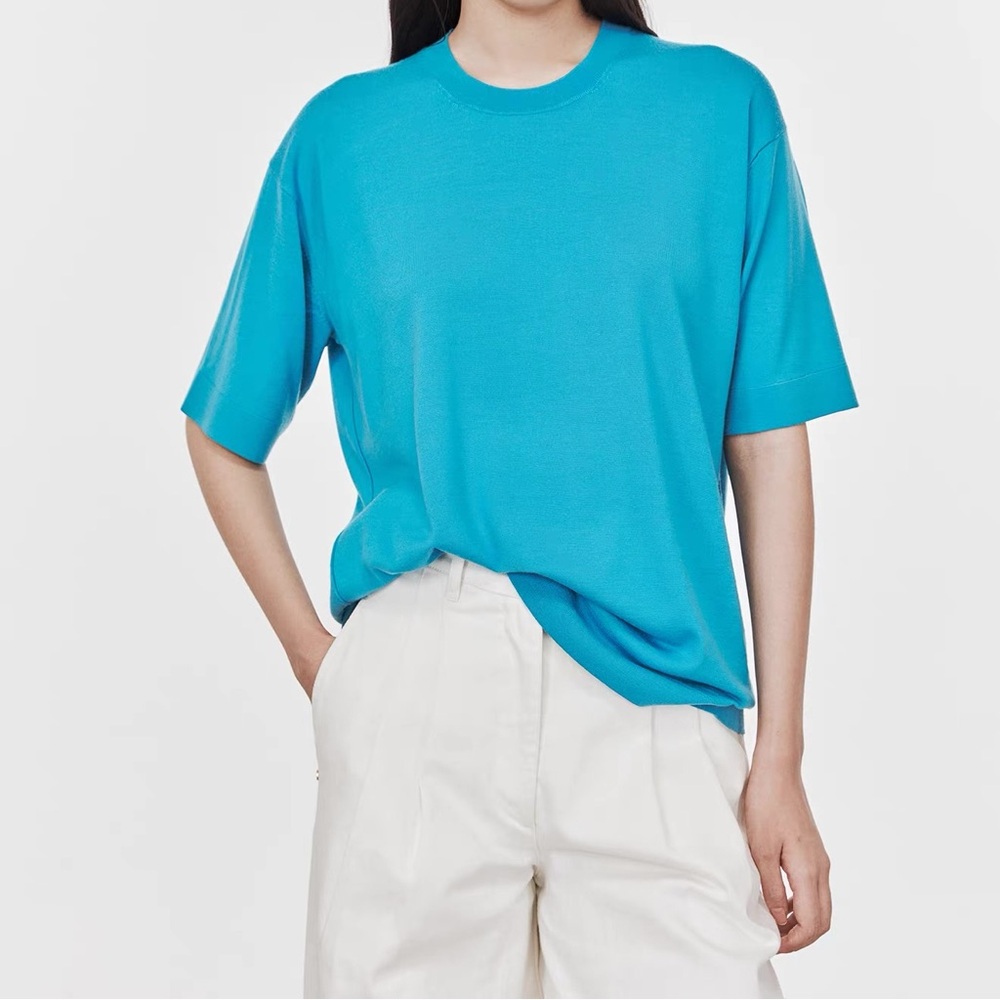 NWT CHICJOC Italian 160s Wool Fine Gauge Knit Tee – Oversized Quiet Luxury